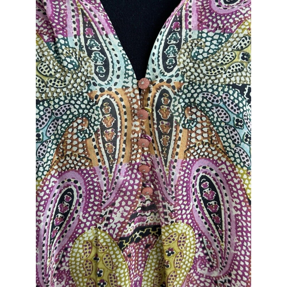 Robert Graham Womens Long Sleeve V-Neck Silk Paisley Shirt  Sz XL‎ Boho Colorful - Picture 3 of 8